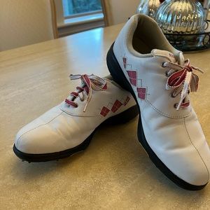 Footjoy Lady Golf Shoes size 8.5 W white and pink, gently used